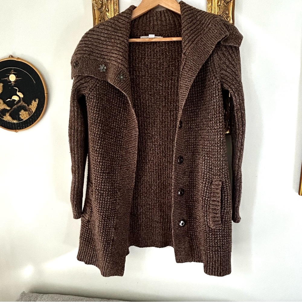 Y2K Oversized Brown Chunky Knit Cardigan Sweater
